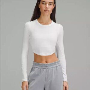 Lululemon Hold Tight Cropped Long-Sleeve Shirt Size 2 White NWOT